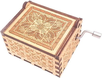 The Legend of Zelda Music Box Hand Crank Musical Box Carved Wooden Music Boxes Mini Size,Play Zelda:Song of Storms from Ocarina of Time,Brown