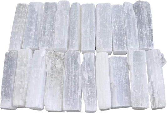 4" Selenite Crystal Wand | Variety Pack Selenite Sticks for Healing | Reiki & Metaphysical Energy Drawing | Wicca Altar Crystals Stick Healing Reiki Home Witchcraft Supplies - Pack of 20