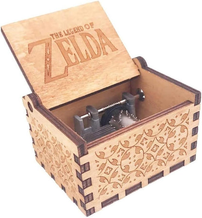 The Legend of Zelda Music Box Hand Crank Musical Box Carved Wooden Music Boxes Mini Size,Play Zelda:Song of Storms from Ocarina of Time,Brown